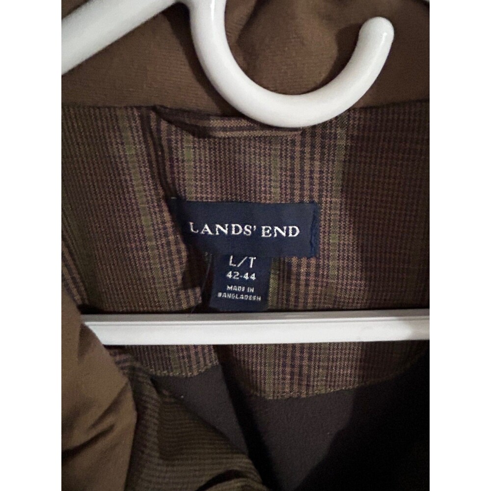 Lands' End Men's sz LT Brown Plaid Parka Jacket Coat - Picture 2 of 7